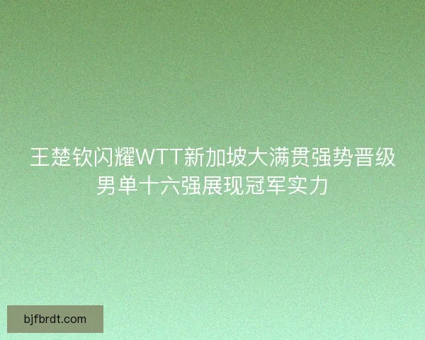 王楚钦闪耀WTT新加坡大满贯强势晋级男单十六强展现冠军实力