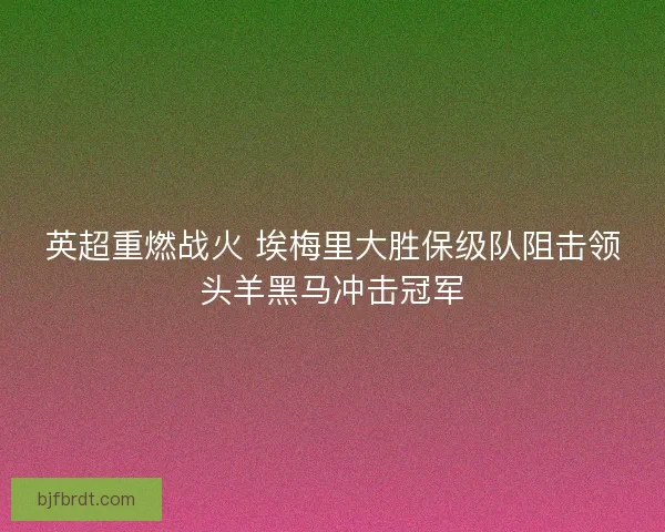 英超重燃战火 埃梅里大胜保级队阻击领头羊黑马冲击冠军